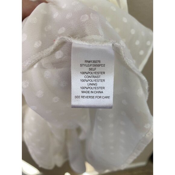 Daniel Rainn Sleeveless Polka Dot Tie-Neck Blouse Womens M Sheer White Polyester - Picture 5 of 7